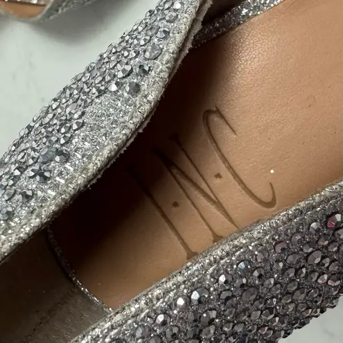 INC I.N.C Silver D’orsay Rhinestone Pointed Toe Pumps Heels Shoes Size 9
