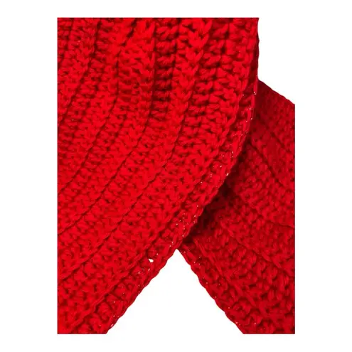 Handmade Bright Red (some gold touches) Crochet Hat & Scarf Set Cozy & Stylish