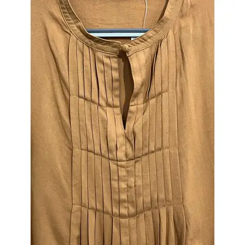 Bohme Blouse Large Mustard Yellow Pleated Flowy Preppy Summer NWT