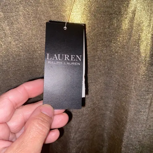 Ralph Lauren Nwt  GOLD METALLIC SHOET SLEEVE TURTLENECK TOP SIZE XL