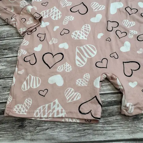 shosho Women's Loungewear Romper Pink White Black Hearts L LG Large Booty Shorts