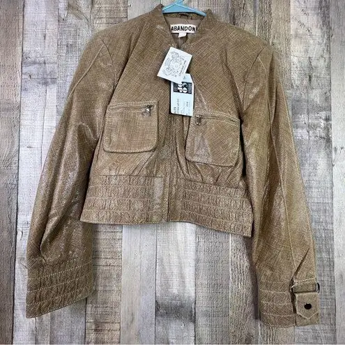 Abandon Size Medium Italian Shine Coated Leather In a Caramel Color w/Pockets Tan