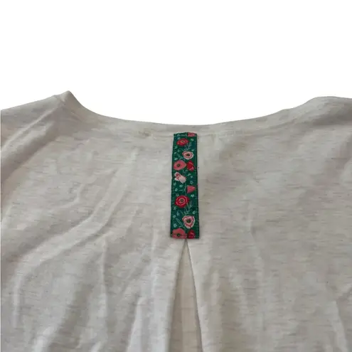 Matilda Jane Narrator Tunic Scoop Neck Long Sleeve Top Shirt Floral Trim Beige