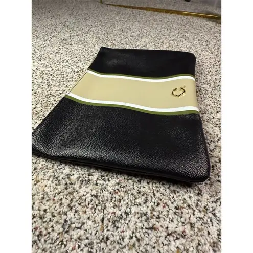 C. Wonder Women's Black Striped Clutch Purse with Gold Zipper