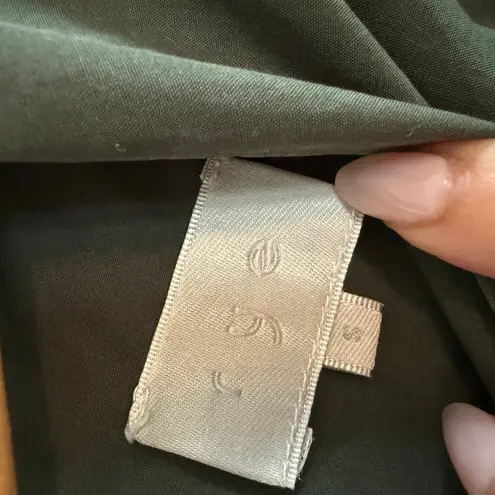 RYE | Hunter Green V Neck V Back Cotton Trapeze Minimalist Dress | Small