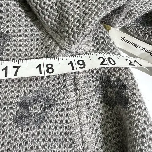 Martucci Roma Cashmere & Silk Open Cardigan Gray Floral Fringe Italy Silver Size M