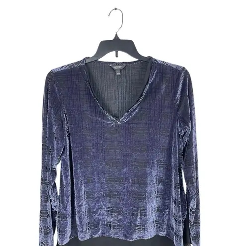Simply Vera Wang Purple Black Velvet Burnout Long Sleeve V