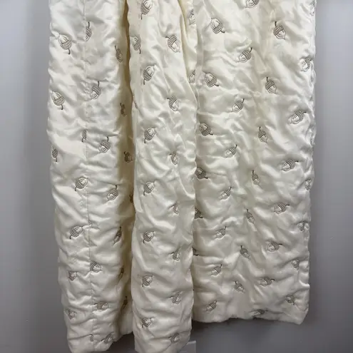 Vtg 60s ODETTE BARSA Quilted Acorn Embroidered Robe OS House Coat Lounge Retro Size undefined