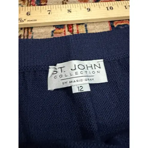St. John Collection Navy Santana Knit Pencil Skirt Classic Pull-On Size 12
