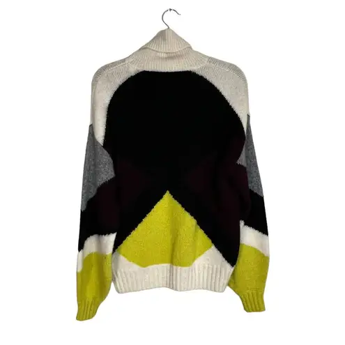 ALC Frank A.L.C. Angelou Sweater Yellow Black White Colorblock Turtleneck Long Sleeve Top