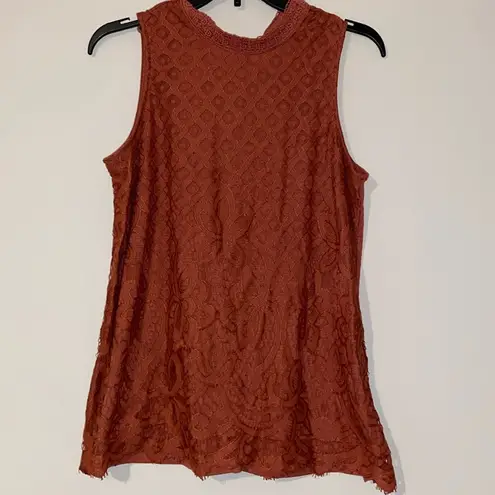 Rewind Juniors lace front tank top blouse clay large excellent dressy