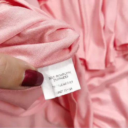 Vava by Joy Han • Addina Top ruffle flounce off shoulder jersey knit Peach