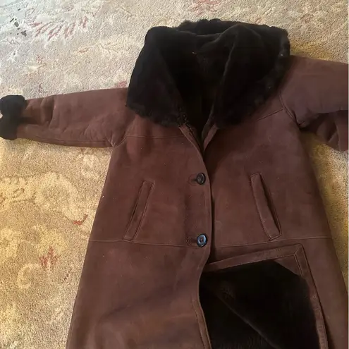 Maximilian Alta Moda at Bloomingdales shearling brown coat size small Euc