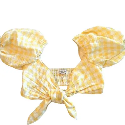 Charlie Holiday  Women Size 10 Ivy Gingham Yellow Tie Cropped Top