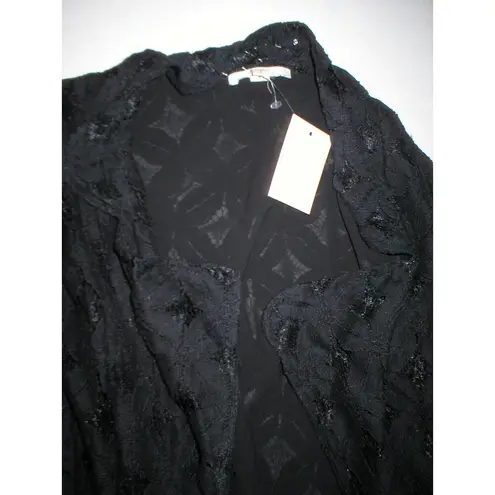 Pleione New Womens NWT Crochet Cardigan S Open Black Small Jacket Nice Soft USA