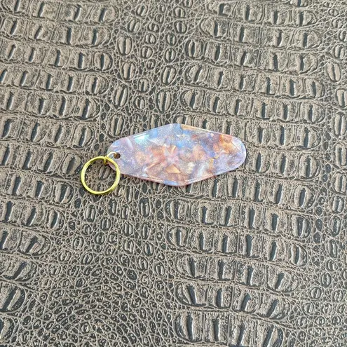 Pisces Zodiac Glitter Keychain Purple Marbled Acrylic Astrological Gift Pink