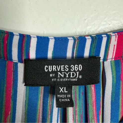 NYDJ Curves 360 Multicolor Striped Long Sleeve Blouse XL Semi Sheer Workwear