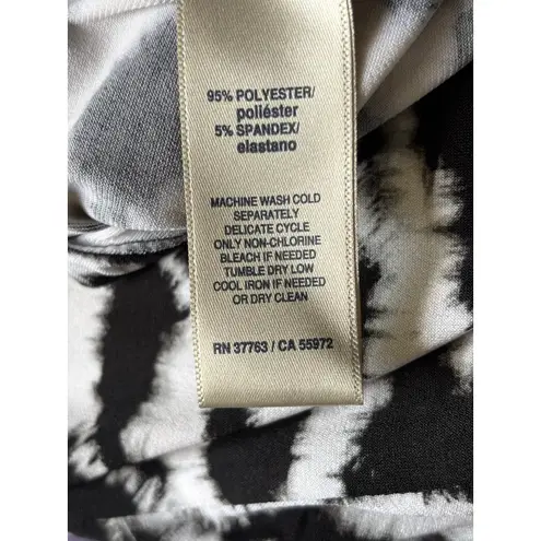 Rafaella Womens Dress Size S Black White Tie Dye Flounce Deep V Neck Maxi