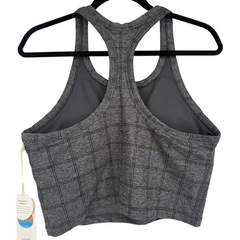 Vuori NWT Elevation Racerback Tank Charcoal Windowpane Plaid Workout Size XL