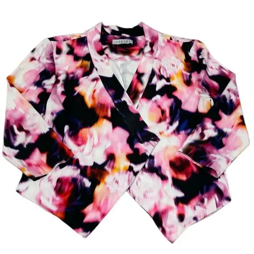Askari Pink Purple Black Abstract Print Jacket Cardigan Large Lined Drape