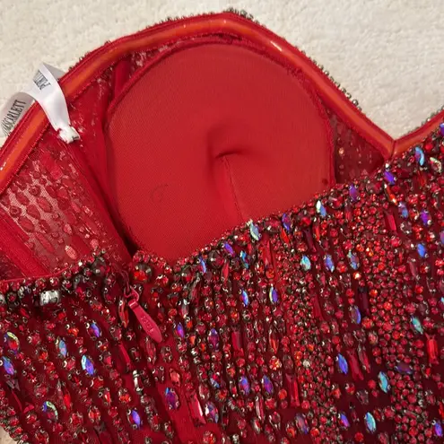 Glamorous Portia and Scarlett Red Sparkly Strapless Dress Size 6