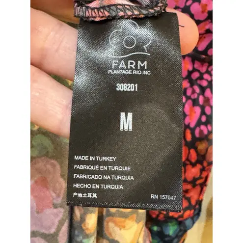 Farm Rio RAINBOW HEARTS LONG SLEEVE V-NECK MIDI DRESS Size Medium