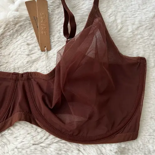 SKIMS Ultra fine mesh STRAPLESS BRA in Mahogany 44H NWT
