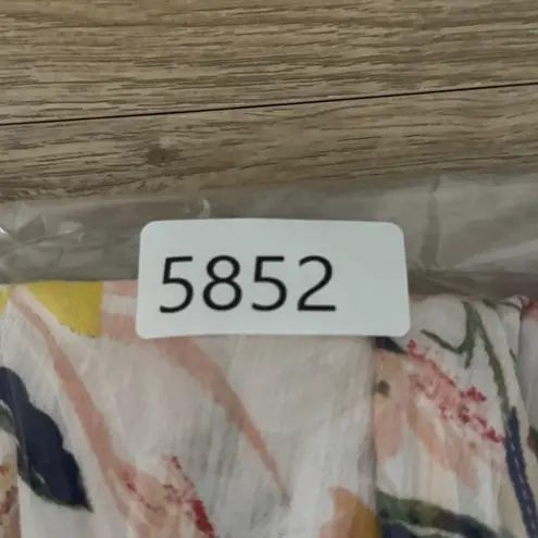 Dress Forum Shirt Floral Blouse Patchwork Long Sleeve Tie Front Top Size M