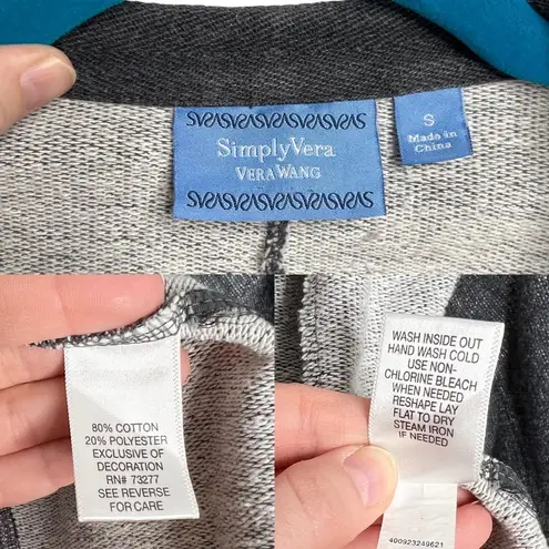 Vera Wang Simply  Gray Open Front Sweatshirt Drawstring Cardigan - Image 11
