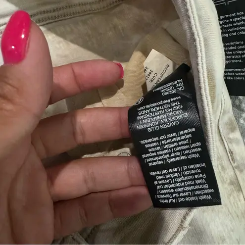 Stitch Fix Liverpool Hannah Crop Flare Biscuit Tan Tie Dye Raw Hem Size 10/30