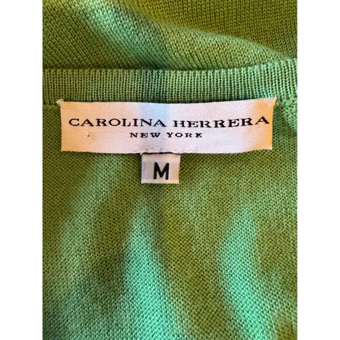 Carolina Herrera Tank Top Women Medium Green Knit Cashmere Wool Blend Luxury