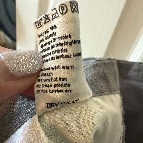 Lacoste  100% Linen Brown Gray Drawstring Skirt Women's Size 42/10 - Image 12