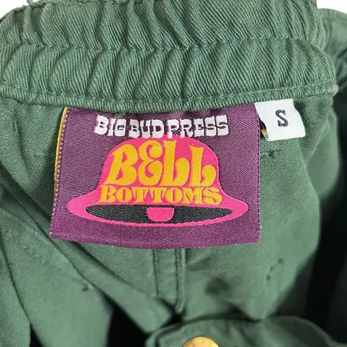 Big Bud Press Bell Bottom Pants Women’s Size Small Green Cotton Retro Flare Wide