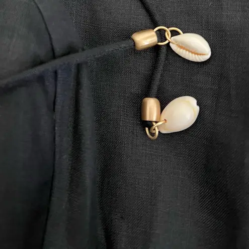 Zimmermann Cira Tiggy Scallop Peplum Black Top Size US 2P 100% Linen