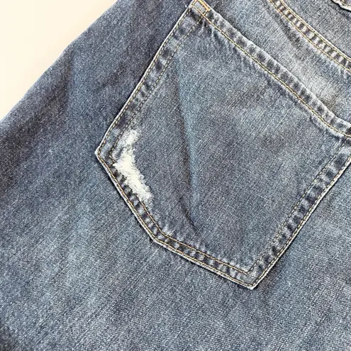 AERO High Rise Curvy Mom Jean Shorts Distressed Denim Blue Size 10 Beach Vibes