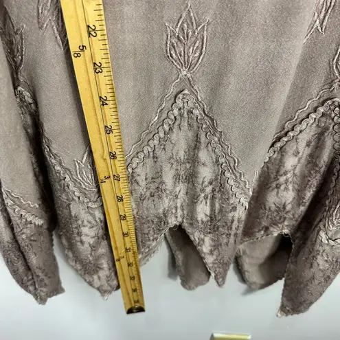 Sportique L Taupe Embroidered Boho Tank Handkerchief Hem Festival Hippie Fairy Size L
