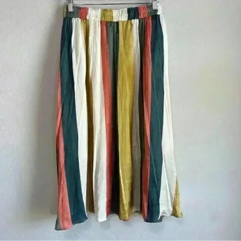 Mystree  Women’s Satin Silk Colorful Stripes Skirt Size‎ M NWT