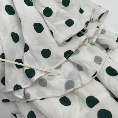 PEONY Le Spot Maxi Skirt SZ 2 Green Polka Dot Thigh High Slit eco