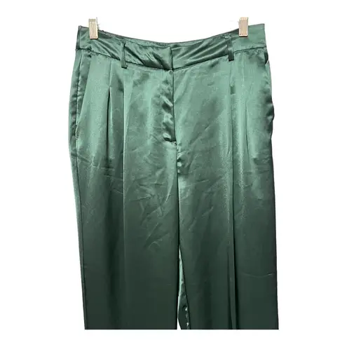 House of Harlow 1960 Green Satin Wide Leg Pants (Size 6)