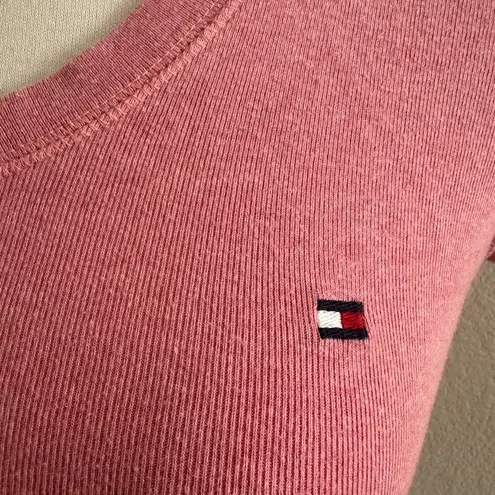 Tommy Hilfiger Pink  V Neck Short Sleeve