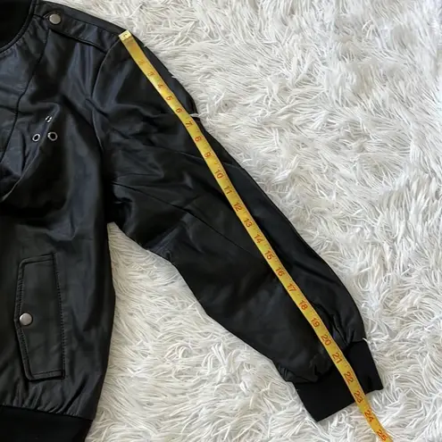 Kate & Mallory Long Sleeve black Faux Leather Bomber Jacket size 1X