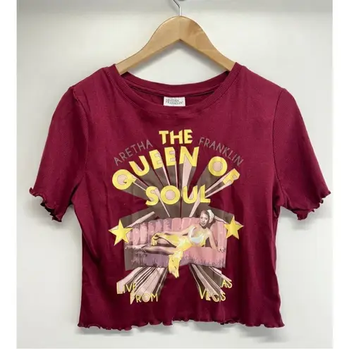 Aretha Crop Tee Size Large Franklin The Queen Of Soul Live In Vegas Juniors NEW Red