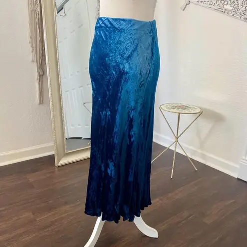 Celestial Whimsygoth Blue Navy Color Gradient Velvet Midi Maxi Skirt XS / S