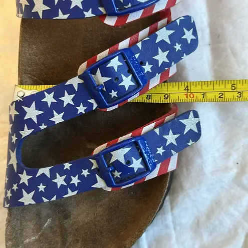 Birkenstock  Birkis American Flag Red White Blue Stars Slip On Buckle Sandals