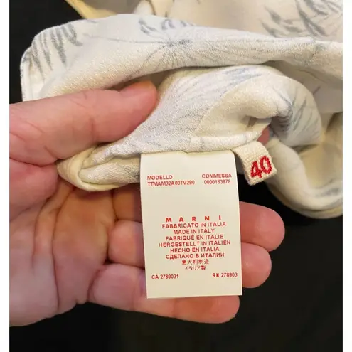 $490 Marni 40 4 Sleeveless Crepe Tank Top Shirt Blouse Peplum V Neck Leaves Tan