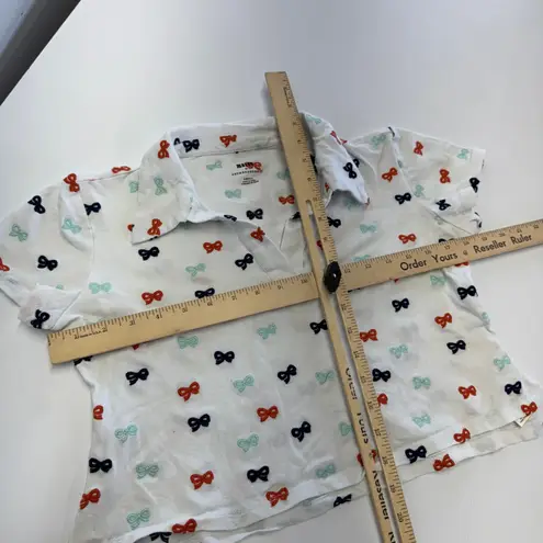 Maeve Anthropologie Top Womens Small White Short Sleeve Bow Embroidered Polo