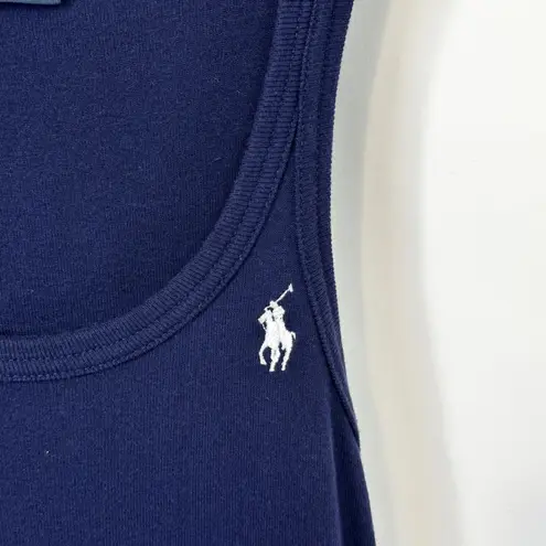 Ralph Lauren Sport XS Tank Dress Navy Blue Ribbed Pony Cotton Mini Preppy 781