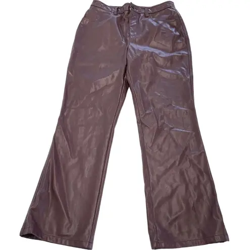 Marissa Webb Pants‎ Womens 8 Purple Red Faux Leather Kick Flare Trousers