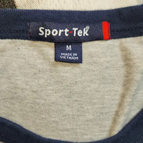 Sport-tek Womens Christmas Plaid Deer Embroidered Baseball Tee Gray Blue Medium