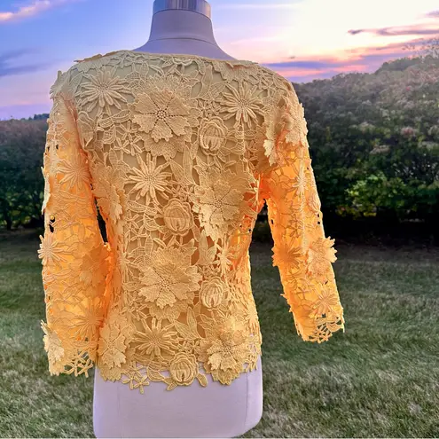 Boston Proper Yellow Lace Three Quarter sleeved Jacket size XS